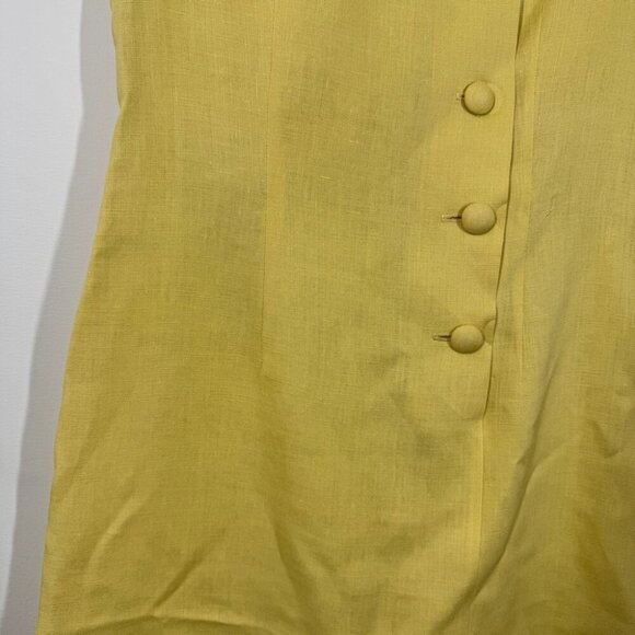 Vintage Cowl Neck Irish Linen Butter Yellow Button-Down Midi Dress No Size - Picture 10 of 11